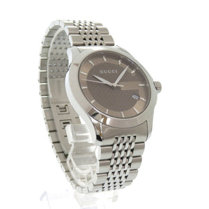 新品同様 グッチ Gタイムレス 126.4 YA126406 SS ブラウン クオーツ 腕時計 1409【中古】GUCCI