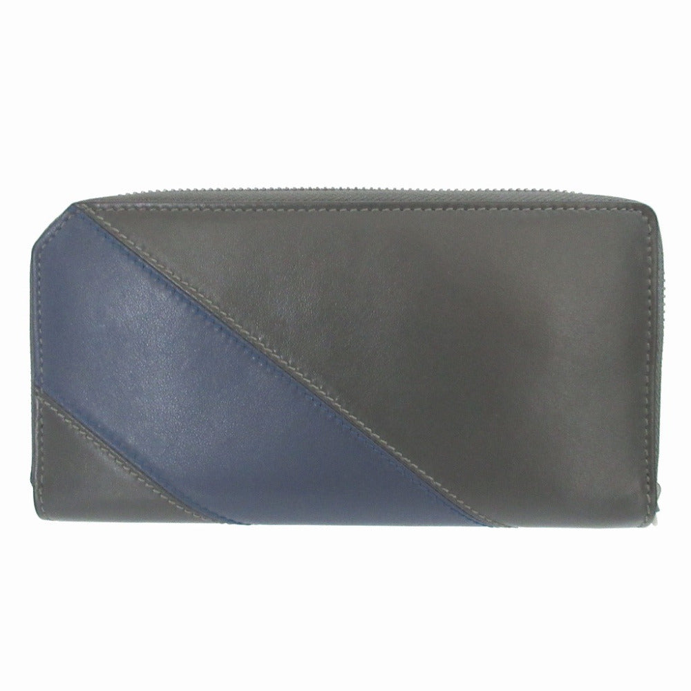 美品 ジミーチュウ レザー グリーン 緑 ブルー 青 ラウンドファスナー長財布 財布 1422【中古】JIMMY CHOO