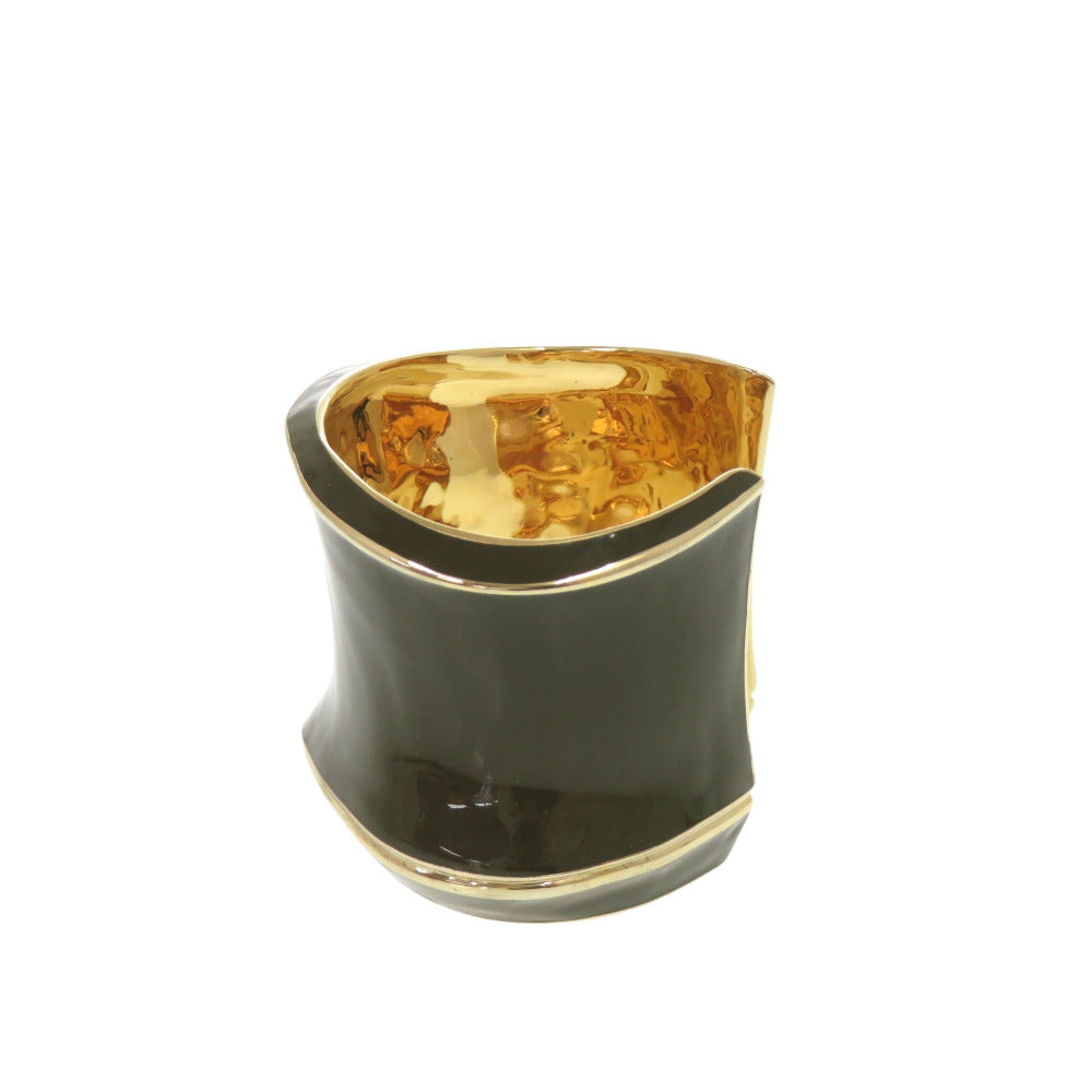 美品 グッチ ワイドバングル メタル カーキ グリーン ゴールド バングル 1425【中古】GUCCI