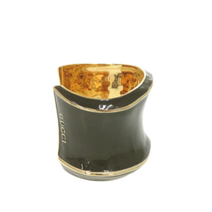 美品 グッチ ワイドバングル メタル カーキ グリーン ゴールド バングル 1425【中古】GUCCI