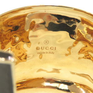 美品 グッチ ワイドバングル メタル カーキ グリーン ゴールド バングル 1425【中古】GUCCI