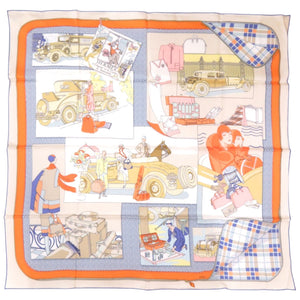 新品同様 エルメス カレ70 L Elegance et le Confort en Automobile 自動車の快適 スカーフ シルク ベージュ マルチカラー 1441【中古】HERMES