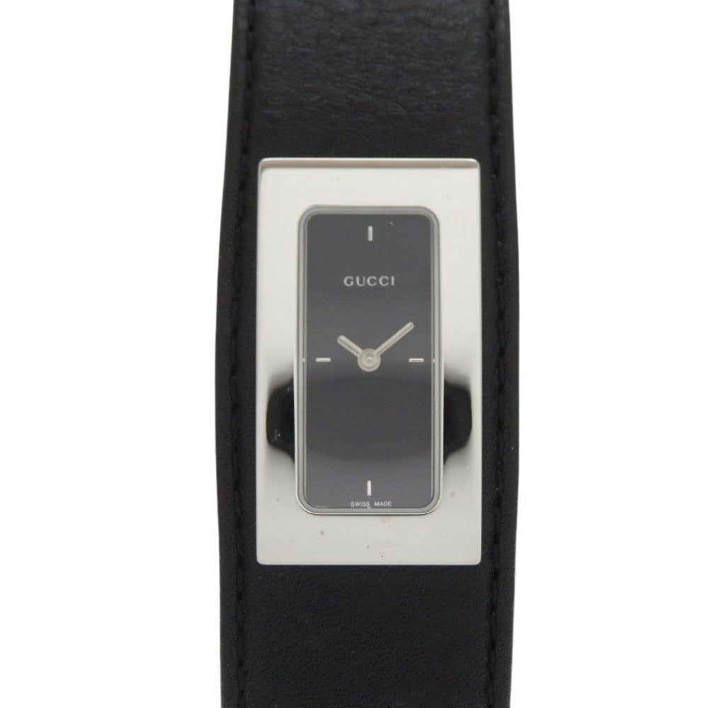 美品 グッチ 7800S SS レザー ブラック 黒文字盤 クオーツ 腕時計 1451【中古】GUCCI