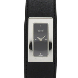 美品 グッチ 7800S SS レザー ブラック 黒文字盤 クオーツ 腕時計 1451【中古】GUCCI