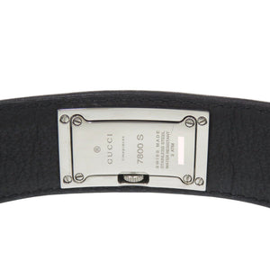 美品 グッチ 7800S SS レザー ブラック 黒文字盤 クオーツ 腕時計 1451【中古】GUCCI