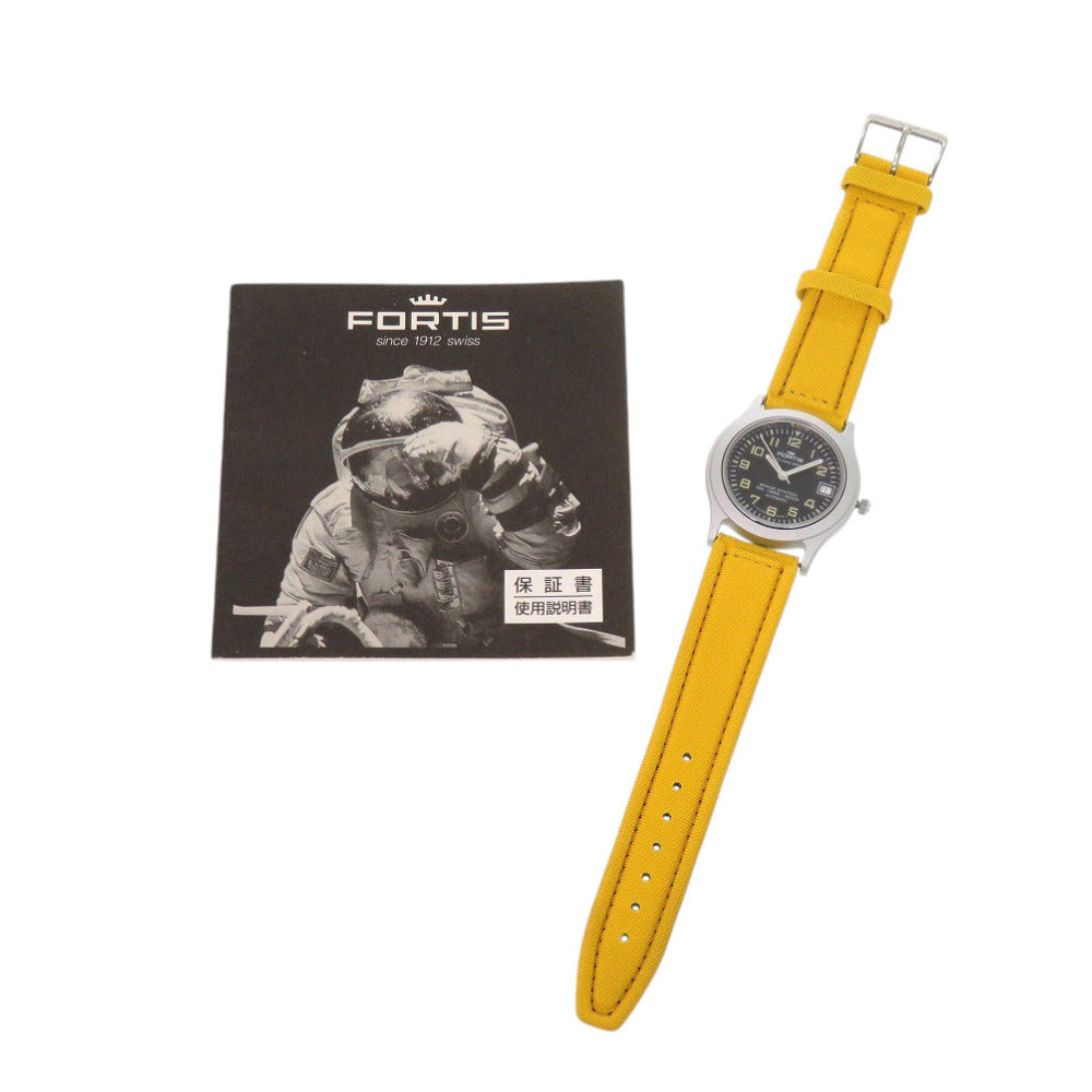 美品 フォルティス SPACE STATION ISS 1998-2003 SS ブラック イエロー 自動巻き 腕時計 黒文字盤 1453【中古】FORTIS