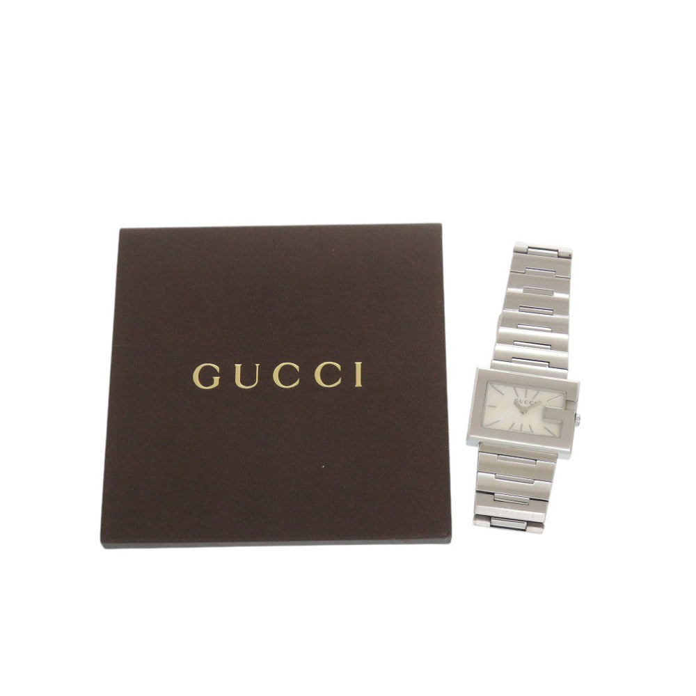 美品 グッチ 100L SS ホワイトシェル シルバー クオーツ 腕時計 白文字盤 1454【中古】GUCCI