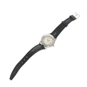 美品 グッチ 5500L SS 型押しレザー シルバー ブラック クオーツ 腕時計 1456【中古】GUCCI