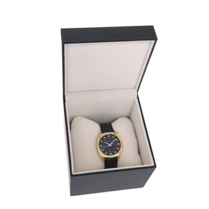 新品同様 グッチ 142.4 SS GP レザー ブラック ゴールド クオーツ 腕時計 黒 1457【中古】GUCCI