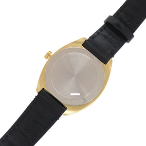 新品同様 グッチ 142.4 SS GP レザー ブラック ゴールド クオーツ 腕時計 黒 1457【中古】GUCCI