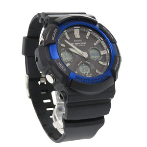 新品同様 カシオ G-SHOCK GAW-100B-1A2JF ブラック ブルー 樹脂 アルミ タフソーラー 腕時計 黒 Gショック 1461【中古】CASIO