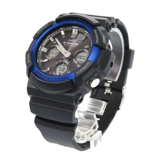新品同様 カシオ G-SHOCK GAW-100B-1A2JF ブラック ブルー 樹脂 アルミ タフソーラー 腕時計 黒 Gショック 1461【中古】CASIO