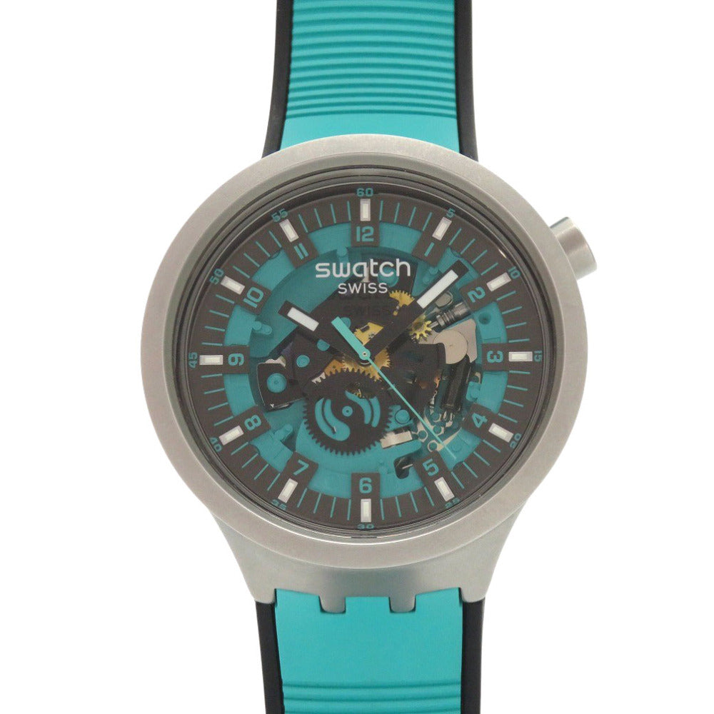 美品 スウォッチ BIG BOLD IRONY SB07S111 SS シリコン MINT TRIM ミント トリム クオーツ 腕時計 グリーン 1470【中古】Swatch