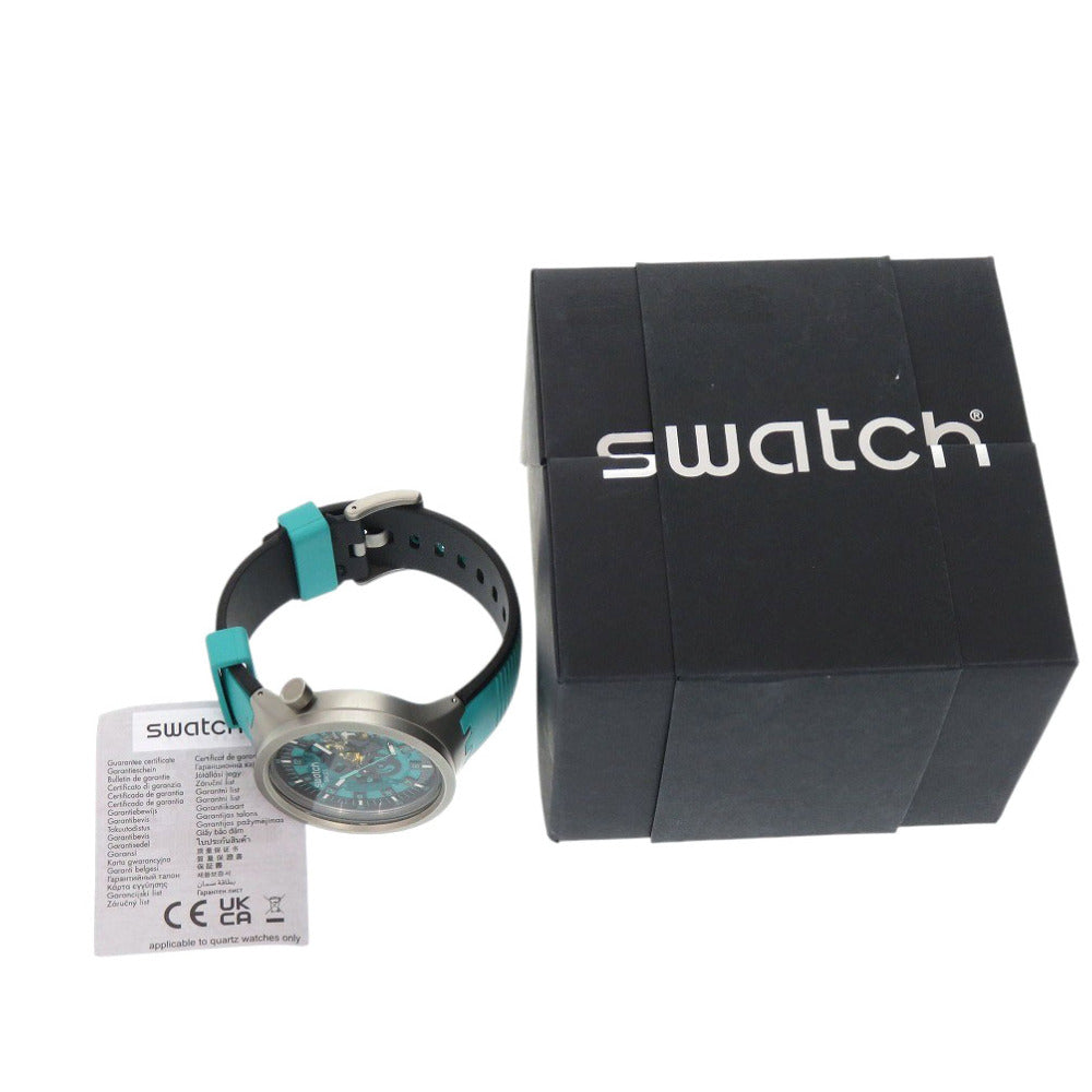 美品 スウォッチ BIG BOLD IRONY SB07S111 SS シリコン MINT TRIM ミント トリム クオーツ 腕時計 グリーン 1470【中古】Swatch