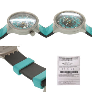 美品 スウォッチ BIG BOLD IRONY SB07S111 SS シリコン MINT TRIM ミント トリム クオーツ 腕時計 グリーン 1470【中古】Swatch