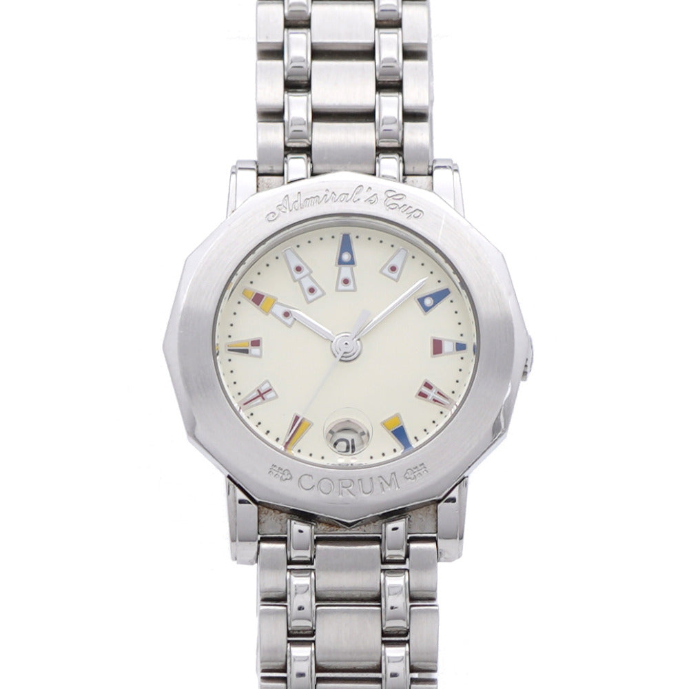 コルム アドミラルズカップ 39.130.20 V585 クオーツ 腕時計 SS アイボリー 1473【中古】CORUM レディース