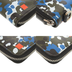 新品同様 バーバリー カモフラージュ柄 レザー マルチカラー ラウンドファスナー 長財布 1482【中古】BURBERRY