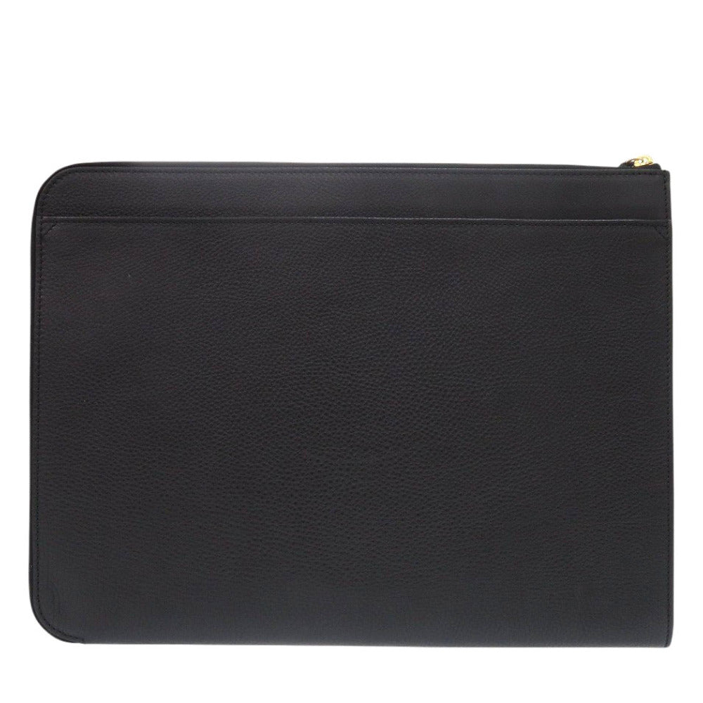 ダンヒル レザー ブラック クラッチバッグ 黒 0023【中古】Dunhill