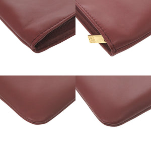 新品同様 ロエベ コスメポーチ ポーチ シープスキン ワインレッド 0025【中古】LOEWE