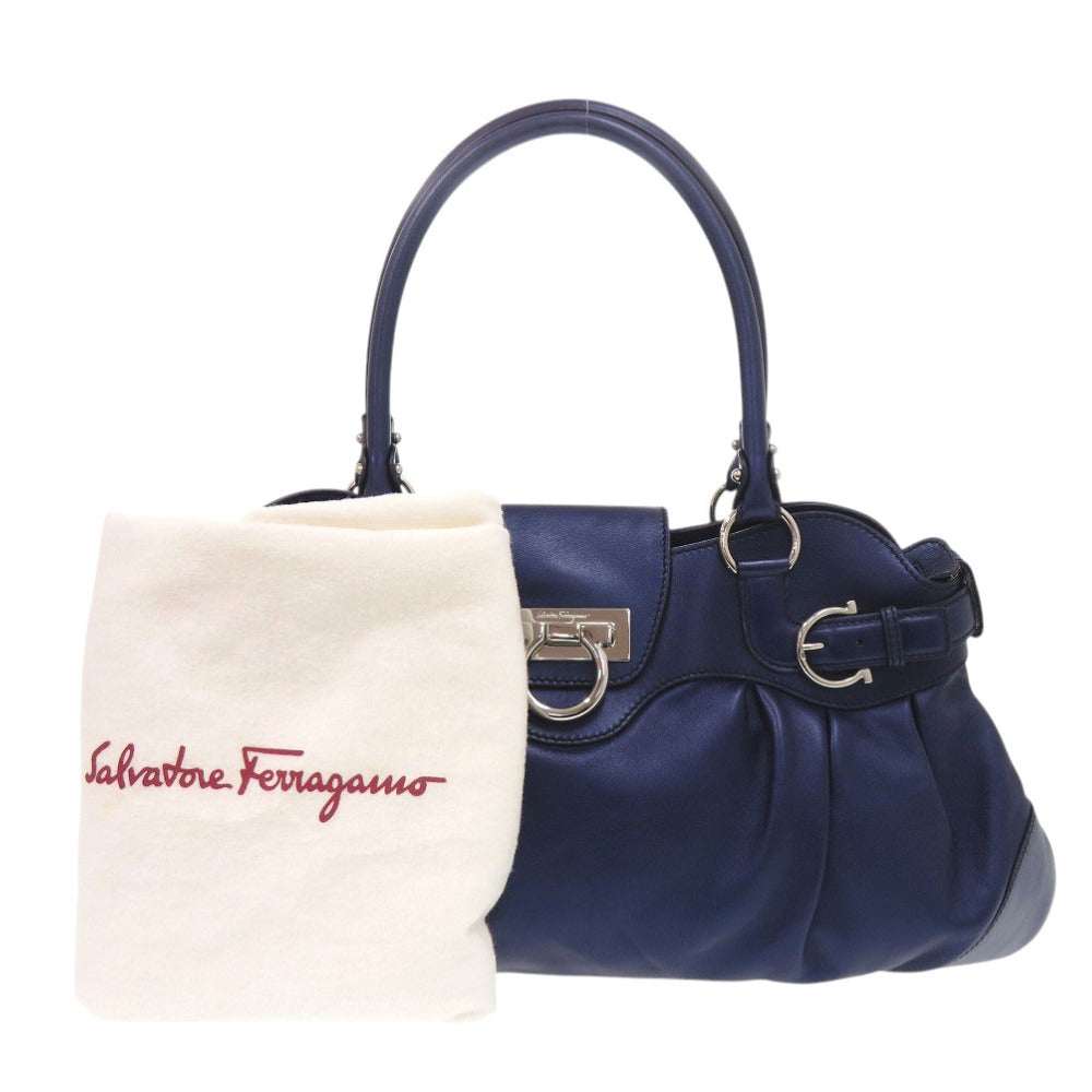 美品 サルヴァトーレフェラガモ ガンチーニ マリッサ AB-21 5370 レザー ブルー ハンドバッグ 青 0075【中古】Salvatore Ferragamo