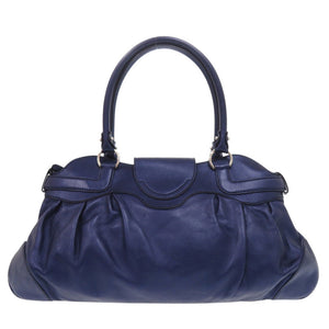 美品 サルヴァトーレフェラガモ ガンチーニ マリッサ AB-21 5370 レザー ブルー ハンドバッグ 青 0075【中古】Salvatore Ferragamo