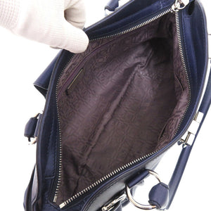 美品 サルヴァトーレフェラガモ ガンチーニ マリッサ AB-21 5370 レザー ブルー ハンドバッグ 青 0075【中古】Salvatore Ferragamo
