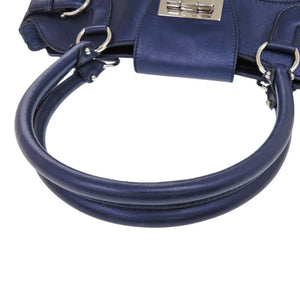 美品 サルヴァトーレフェラガモ ガンチーニ マリッサ AB-21 5370 レザー ブルー ハンドバッグ 青 0075【中古】Salvatore Ferragamo