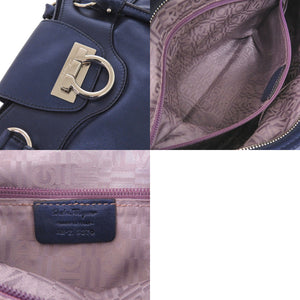 美品 サルヴァトーレフェラガモ ガンチーニ マリッサ AB-21 5370 レザー ブルー ハンドバッグ 青 0075【中古】Salvatore Ferragamo