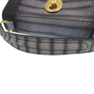 美品 イヴ サンローラン ミューズトゥ 348948 型押しレザー グレー ハンドバッグ 0099【中古】YVES SAINT LAURENT