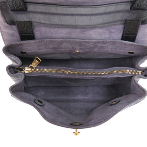 美品 イヴ サンローラン ミューズトゥ 348948 型押しレザー グレー ハンドバッグ 0099【中古】YVES SAINT LAURENT