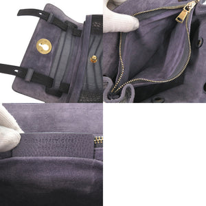 美品 イヴ サンローラン ミューズトゥ 348948 型押しレザー グレー ハンドバッグ 0099【中古】YVES SAINT LAURENT