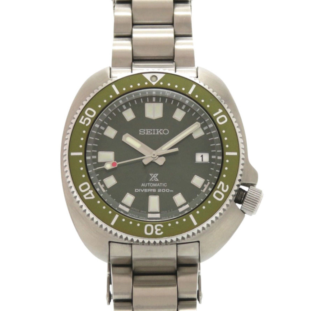 美品 セイコー プロスペックス ダイバースキューバ SS ラバー カーキ グリーン 自動巻き 腕時計 0117【中古】SEIKO