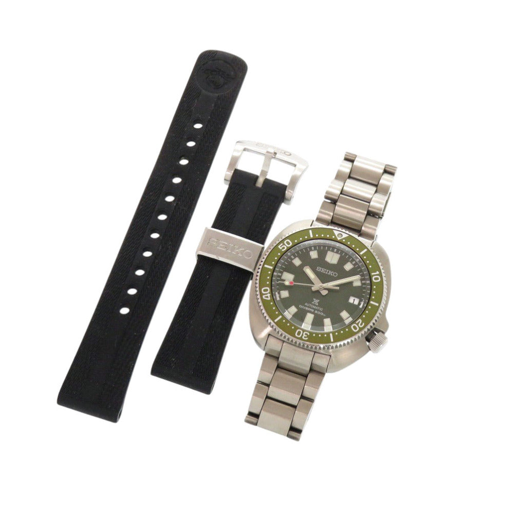 美品 セイコー プロスペックス ダイバースキューバ SS ラバー カーキ グリーン 自動巻き 腕時計 0117【中古】SEIKO