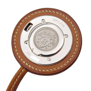 美品 エルメス クオーツ アーネ ポケットウォッチ HP1.710 時計 レザー/SS ホワイト 0120【中古】HERMES レディース
