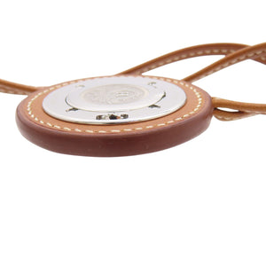 美品 エルメス クオーツ アーネ ポケットウォッチ HP1.710 時計 レザー/SS ホワイト 0120【中古】HERMES レディース