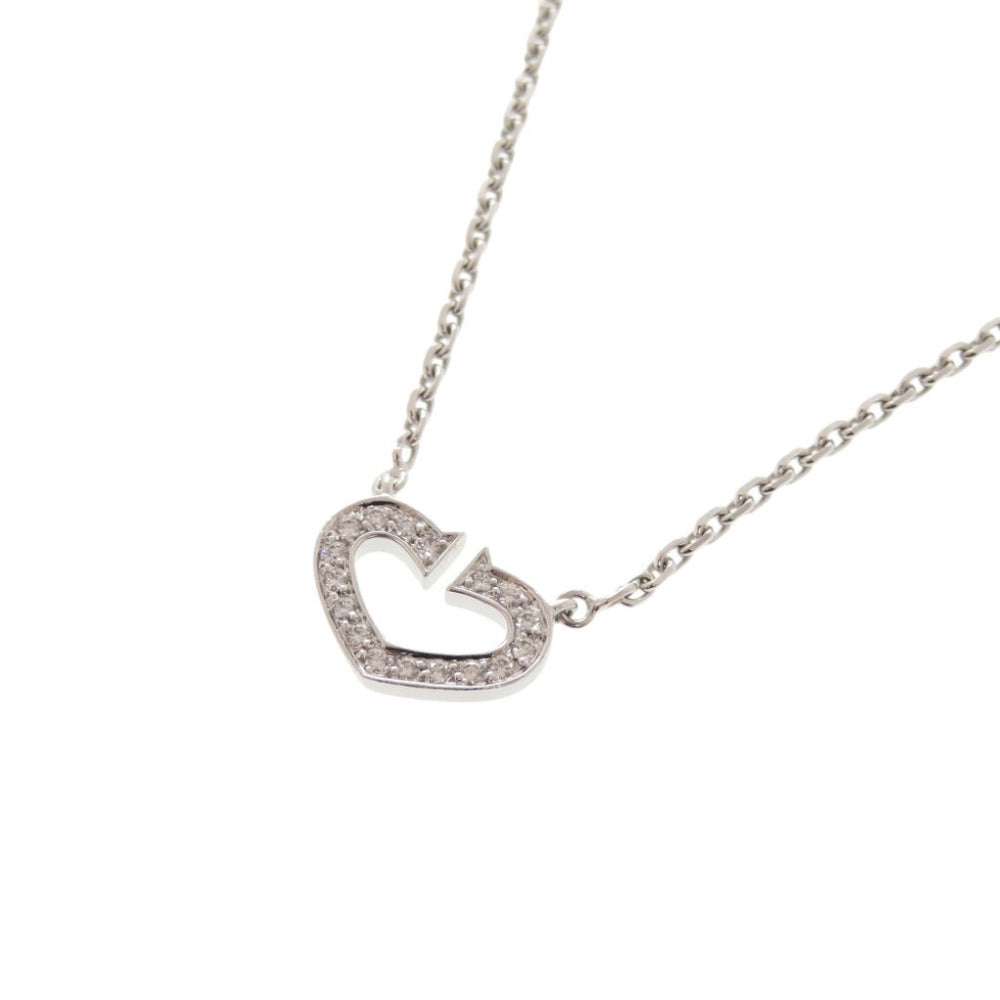 美品 カルティエ Cハート K18WG 750WG ダイヤモンド ホワイトゴールド ネックレス ジュエリー 0132【中古】CARTIER
