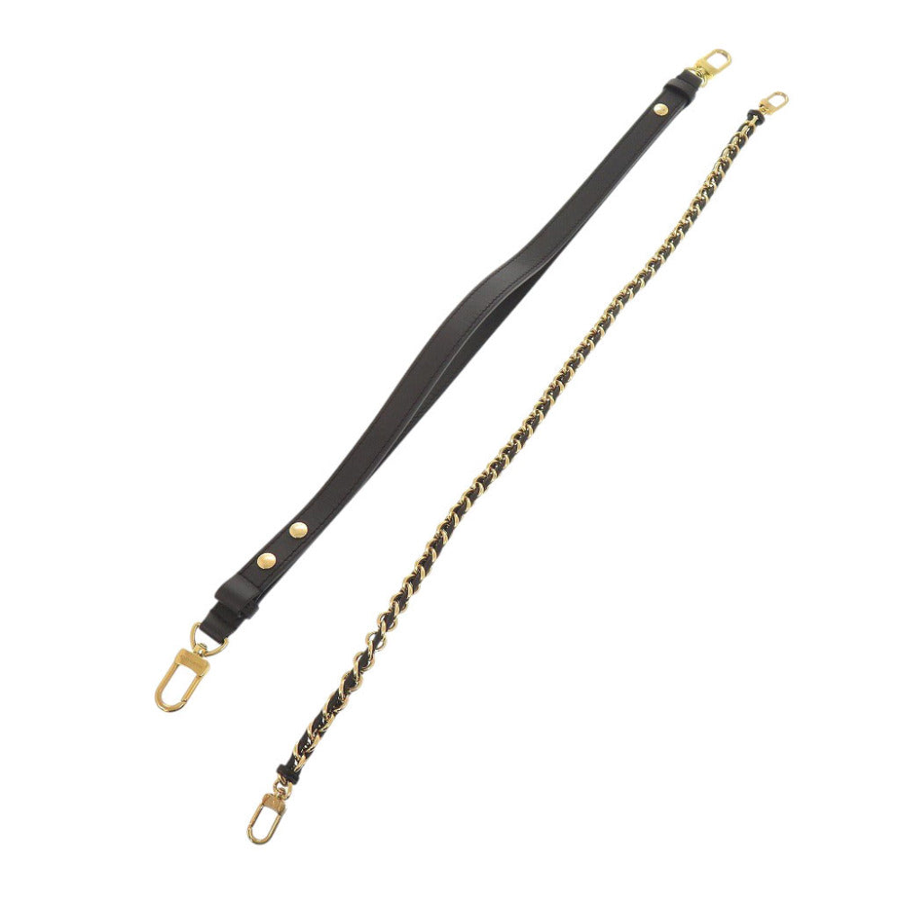美品 ルイ ヴィトン ミュルティ ポシェット用ストラップ M45777 レザー ブラック ショルダーストラップ 黒 LV 0155【中古】LOUIS VUITTON