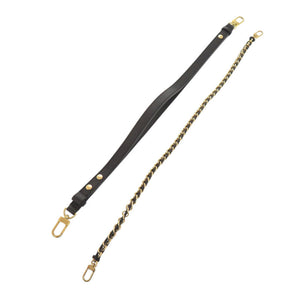 美品 ルイ ヴィトン ミュルティ ポシェット用ストラップ M45777 レザー ブラック ショルダーストラップ 黒 LV 0155【中古】LOUIS VUITTON