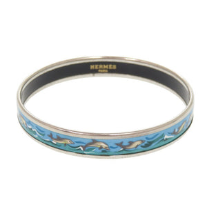 エルメス エマイユPM イルカ メタル シルバー ブルー バングル ブレスレット 0165【中古】HERMES