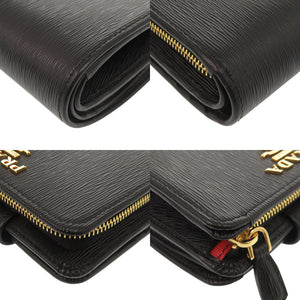 美品 プラダ ロゴ ヴィッテロムーブ レザー ブラック 二つ折り財布 黒 0198【中古】PRADA
