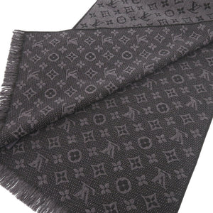 美品 ルイ ヴィトン モノグラム クラシック M78526 ウール アントラシット マフラー LV 0217【中古】LOUIS VUITTON