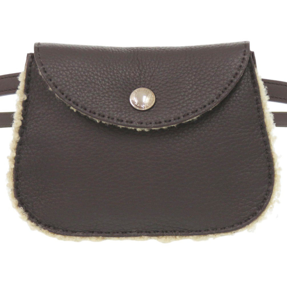 美品 エルメス ネージュ トリヨンクレマンス/ムートン エベンヌ シルバー金具 □J刻印(2006年製) ウエストバッグ ポシェット 0222【中古】HERMES