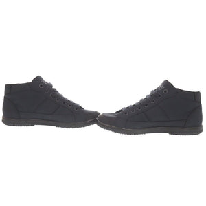 美品 プラダ ロゴ ナイロン ラバー サイズ6 1/2 ネイビー ハイカット スニーカー 0231【中古】PRADA メンズ