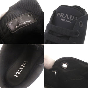 美品 プラダ ロゴ ナイロン ラバー サイズ6 1/2 ネイビー ハイカット スニーカー 0231【中古】PRADA メンズ