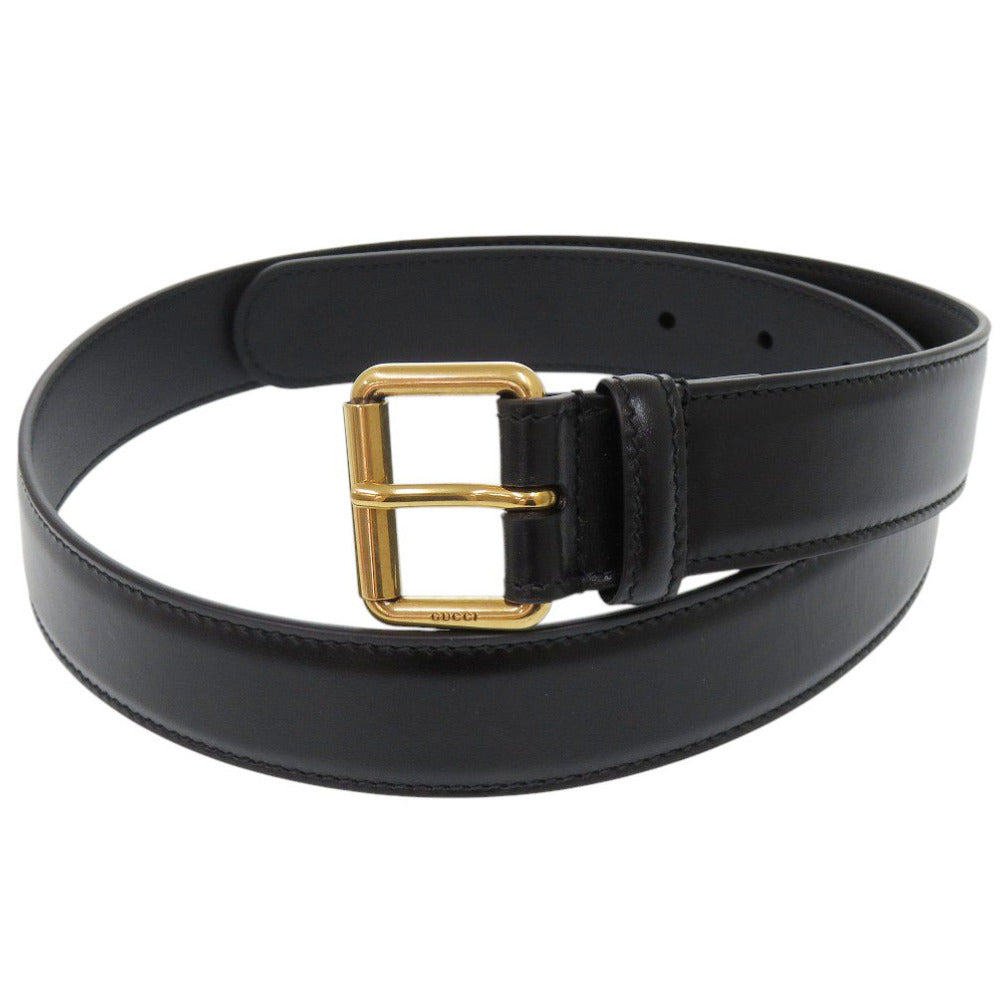 新品同様 グッチ 732316 レザー ブラック ベルト 黒 0245【中古】GUCCI メンズ