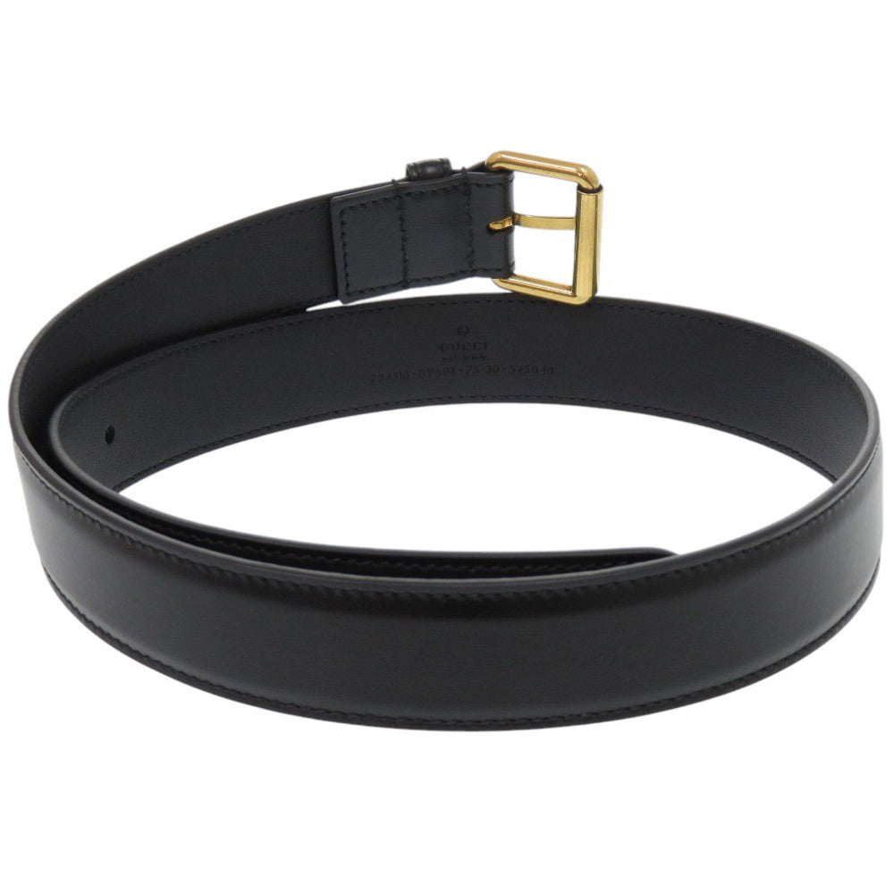 新品同様 グッチ 732316 レザー ブラック ベルト 黒 0245【中古】GUCCI メンズ