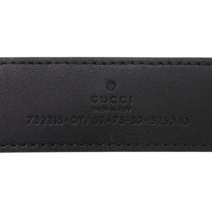 新品同様 グッチ 732316 レザー ブラック ベルト 黒 0245【中古】GUCCI メンズ