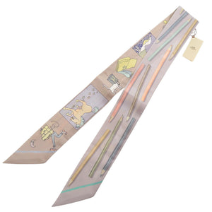 新品同様 エルメス ツイリー A Vos Crayons さあ色鉛筆を出して! 064221S 04 シルク グレー マルチカラー スカーフ 0250【中古】HERMES