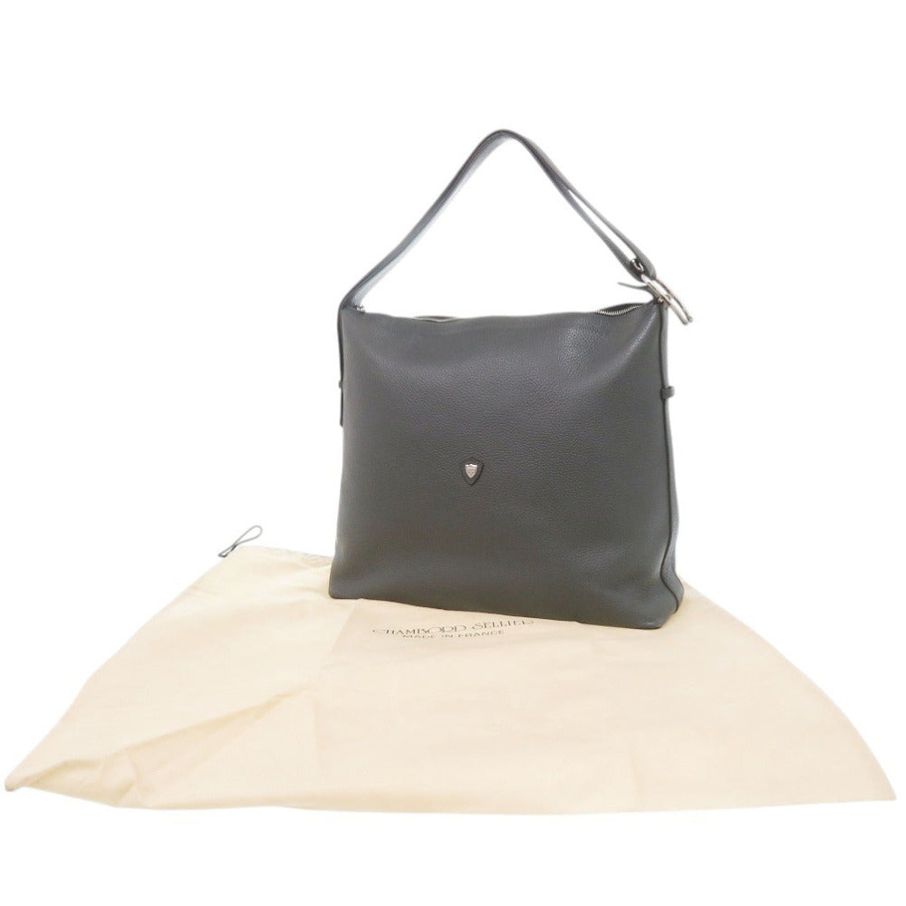 シャンボール セリエ LOCHES レザー グレー ショルダーバッグ 0260【中古】CHAMBORD SELLIER メンズ