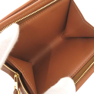 新品同様 ロエベ デイジー ノット コンパクトウォレット レザー ブラウン 二つ折り財布 茶 0278【中古】LOEWE